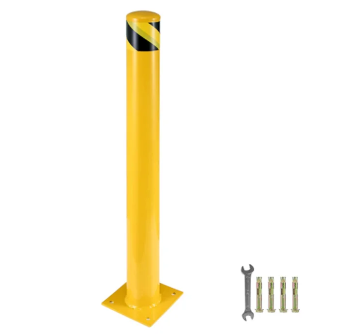 Customized durable street warning barrier yellow steel metal road safety bollard