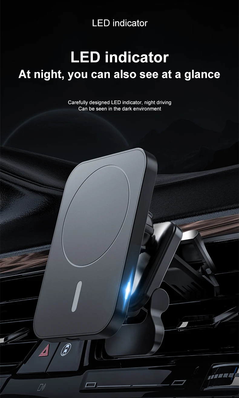 Fast Car Wireless Charger Stand Mount 15w Qi For Iphone