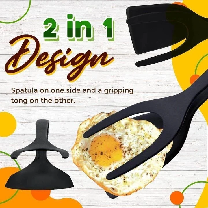 Household 2in1 Toast Pancake Egg Clamp Grip Omelette Spatula