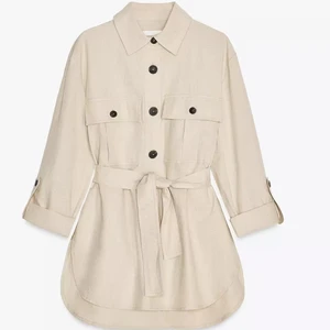 Oem Oem Custom Womens Linen Two Piece Set Belted Jacket Wide Leg Pants Casual Business Small Batch City Roaming Linen Wear