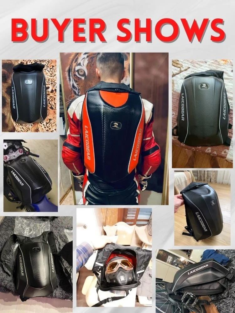 Bolsa para Casco de Motocicleta Impermeable, Mochila Expandible para Moto,  Maleta Rígida de Fibra de Carbono de 30-48L