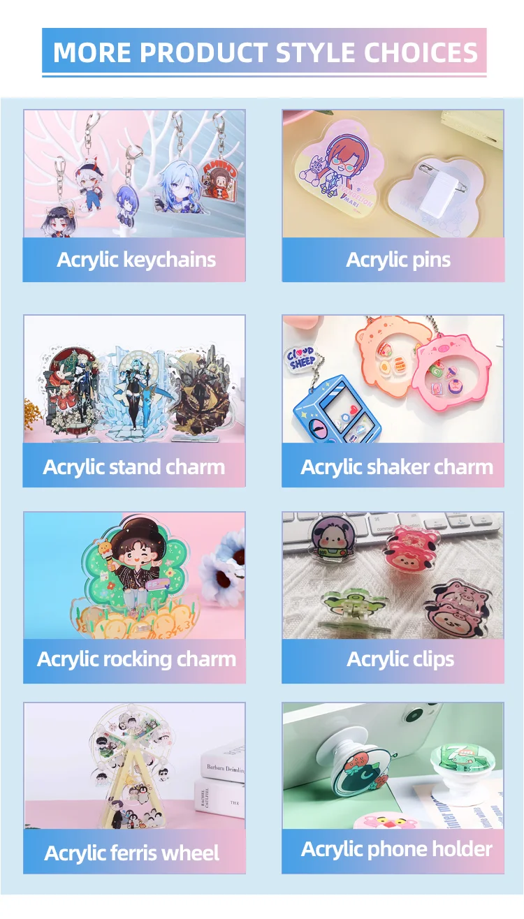 Wholesale Anime printed  Acrylic Clip Custom High quality  Design Printed Plastic Clip manufacture