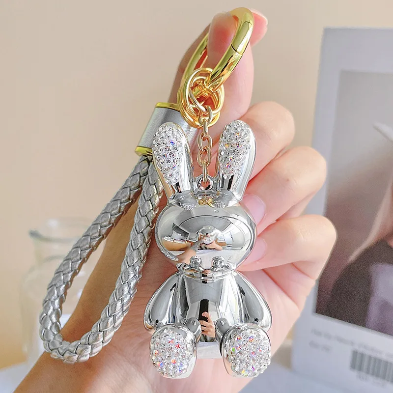 Stylemykeys Designer Style Rabbit Faux Leather Keychain & Handmade Personalised Gift Pouch