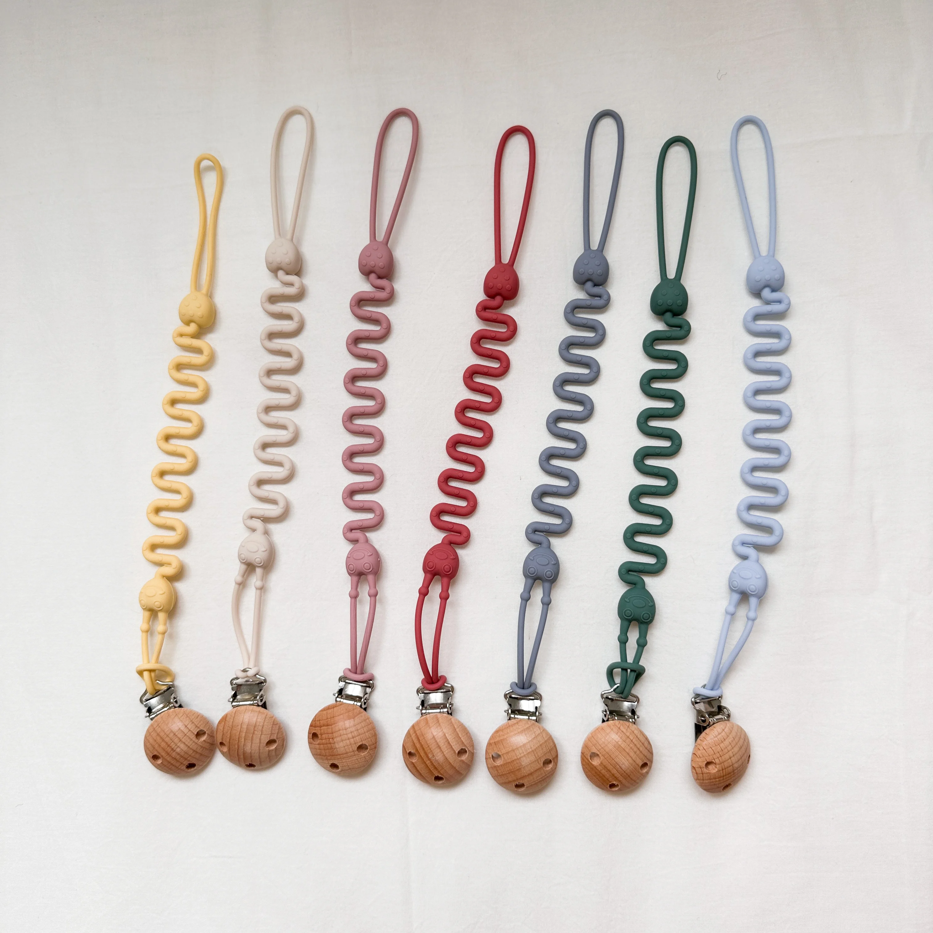 Silicone Pacifier Clip with Adjustable Spring for Baby Boys and Girls Seposeve Soft Flexible Pacifier Leashes