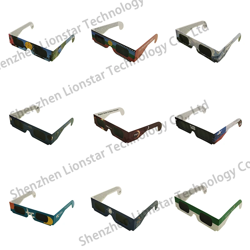 Random Style Sample Free Solar Eclipse Glasses Wholesaler ISO Certified Custom Logo Supplier Solar Eclipse Glasses