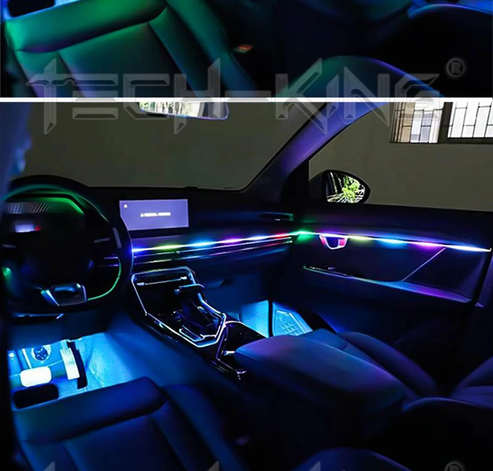 Car Universal 18 In 1 LED Ambient Lights RBG RGBW By App Control Strip Light Guide Fiber Optic Decoration Atmosphere Lamp