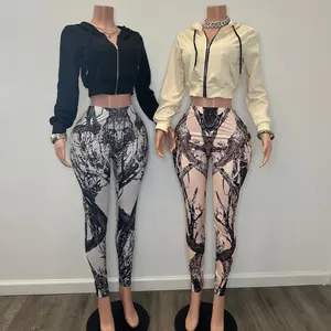 Huilong Manufacturer OEM High Quality Skinny Workout Fitness Yoga Pants Custom Real Tree Print Leggings for Women Flat Front