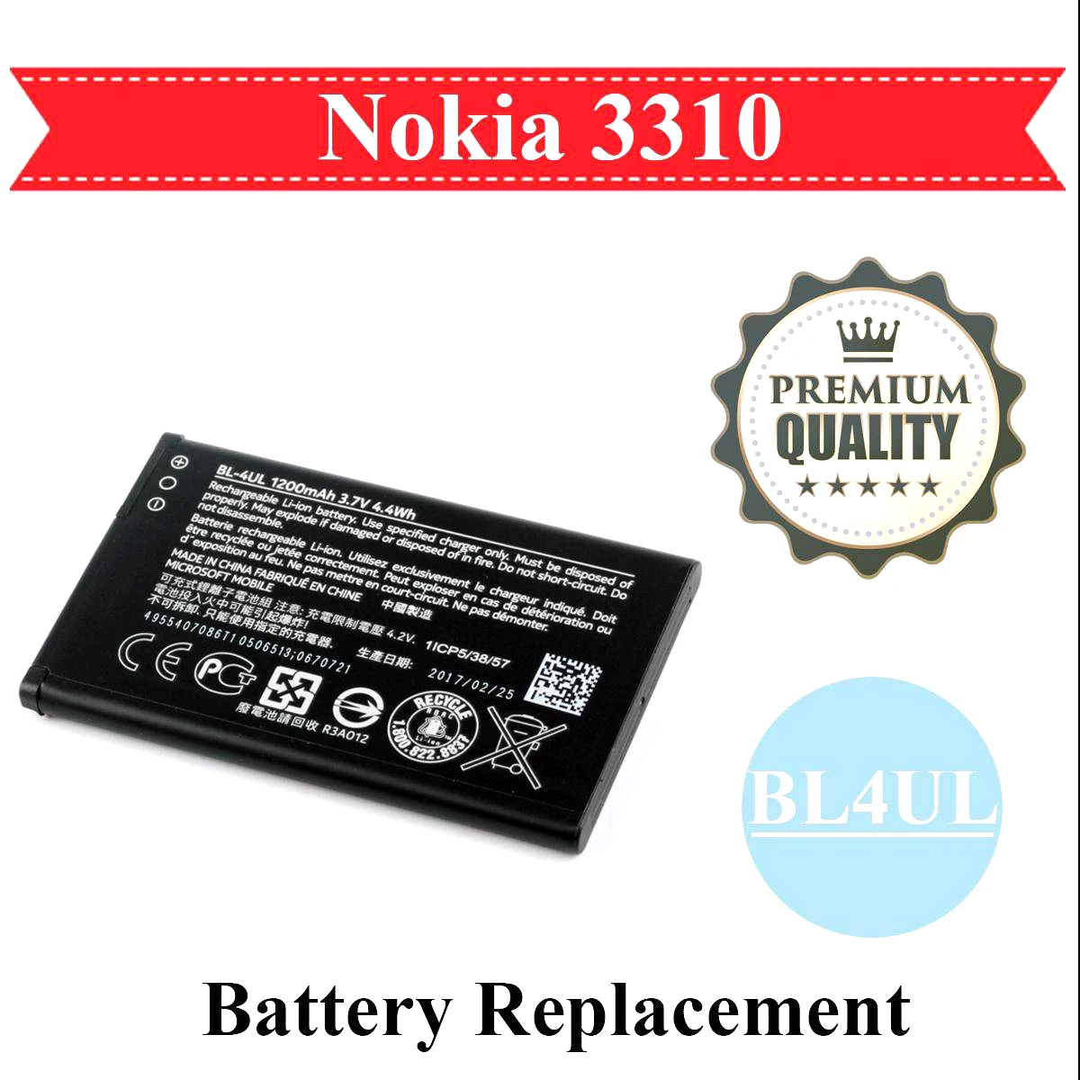 Barang baru sepeda untuk Nokia 3310 TA-1036 BL-4UL pengganti baterai