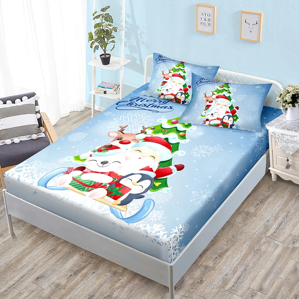 AOYATEX New Christmas Polyester Fitted sheets for beds Digital printing Bed sheet sets details