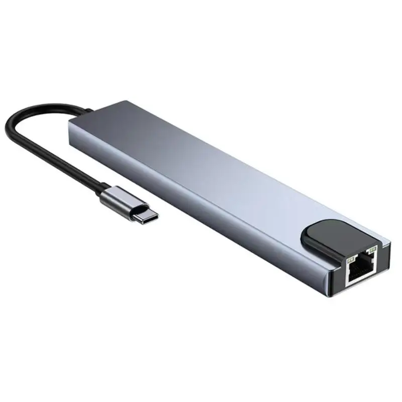 8 in 1 Type-C Hub with RJ45 LAN USB-C to HDTV SD/TF USB 3.0 & PD Docking Station Stock Available