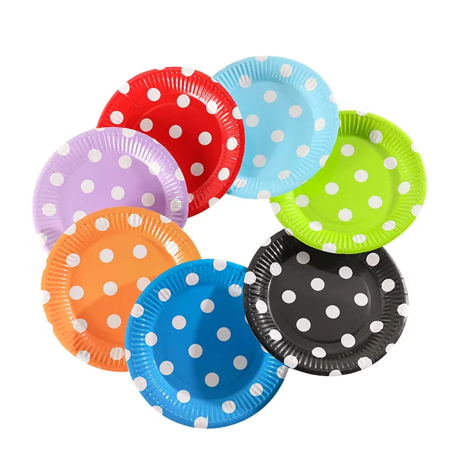 18*18cm disposable paper plate colorful dot paper plate birthday party supplies paper plate fruit tray wholesale