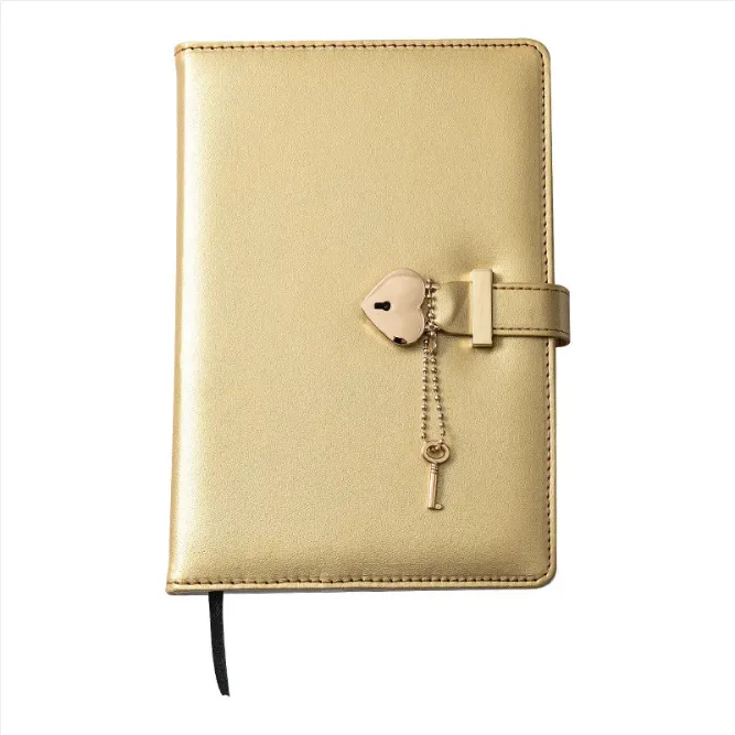 Factory Custom Printed PU Leather Girls Diary with Lock Recycled Leather Diary Notebook 2024