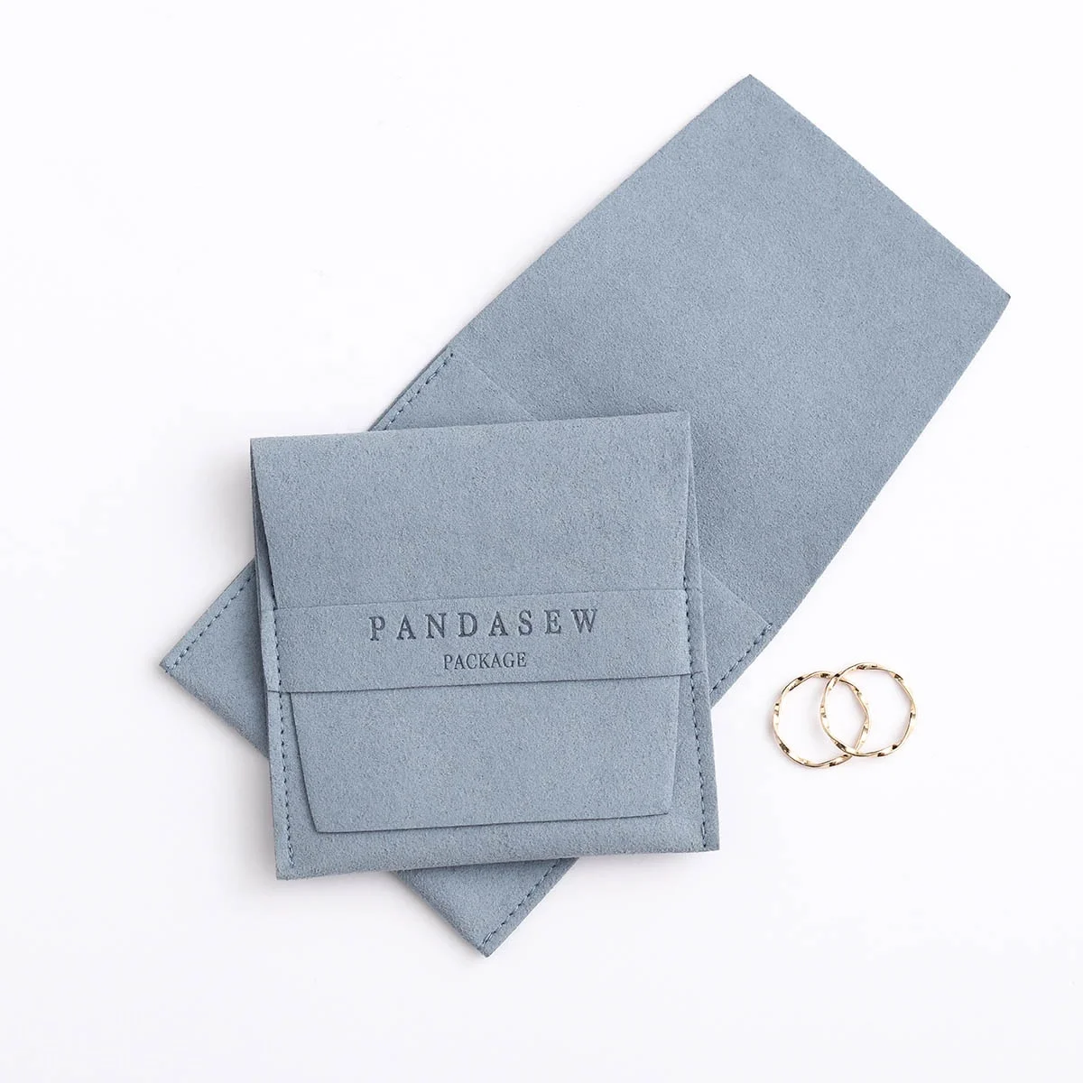 PandaSew Custom Deboss Printed Logo Microfiber Envelope Style with Band Earring Gift Jewelry Pouch