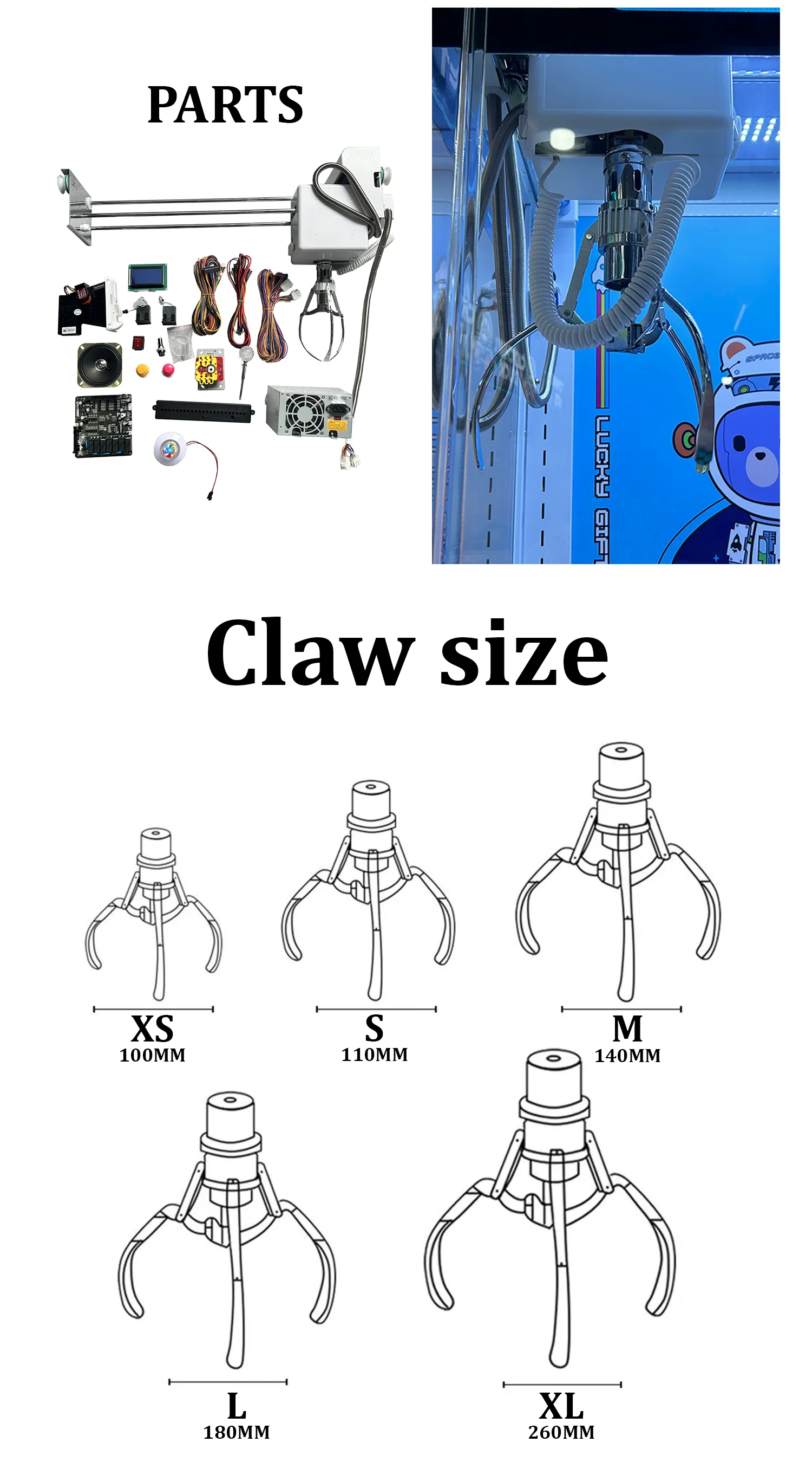 Funpark Plush Catcher Claw Machine with Bill Acceptor Open a Shop Arcade Game Prize Doll Grabber Coin Pusher Claw Crane Machine details