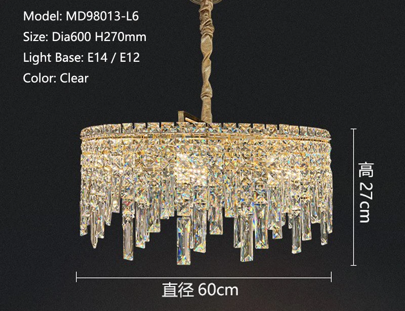 MEEROSEE Circular Pendant Light Bedroom Decorative Luxury K9 Crystal Hanging Lamp Home E14 Luxury Modern Chandelier MD98013