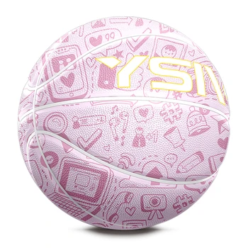 Custom Cartoon PU Basketball Size 7 Pink and Playful with Adorable Logo Design Your Perfect Ball Companion