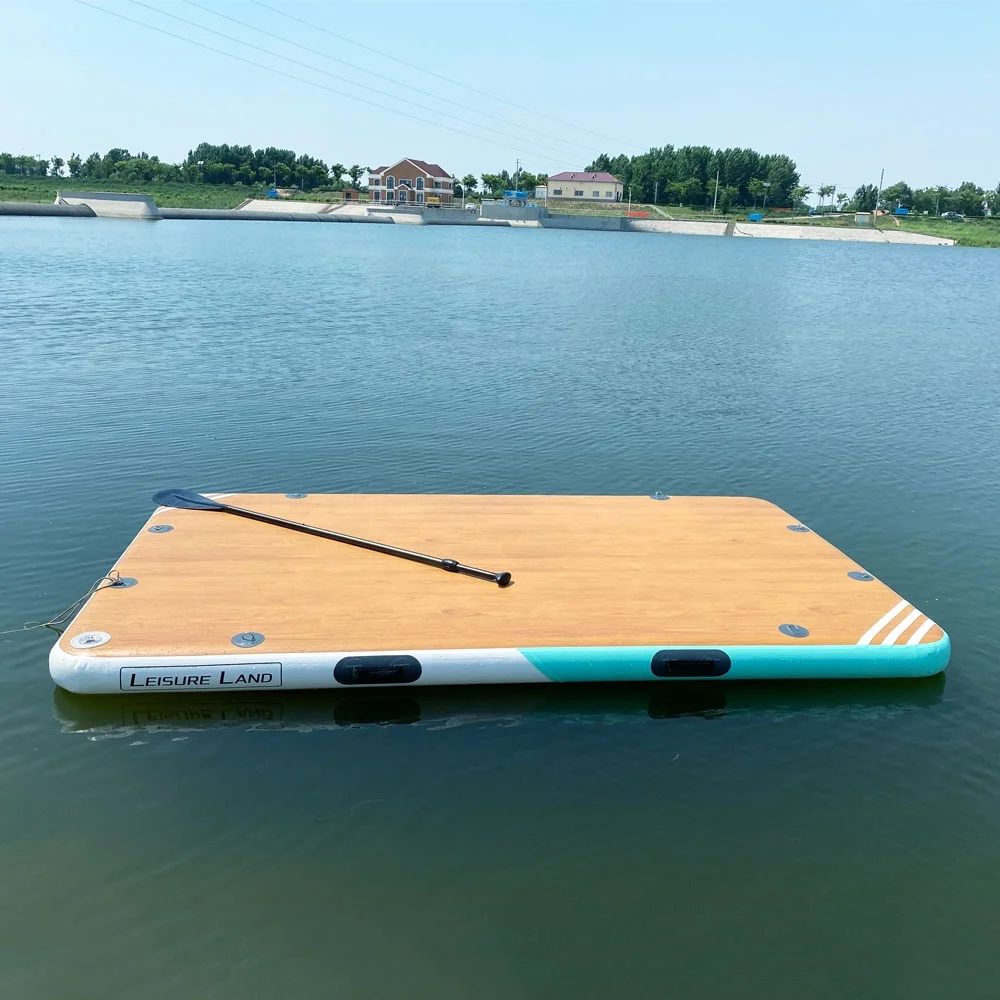 Leisure Land Inflatable Swim Island Floating Raft Inflatable Water Jet Ski Dock Floats Platform with Ladder
