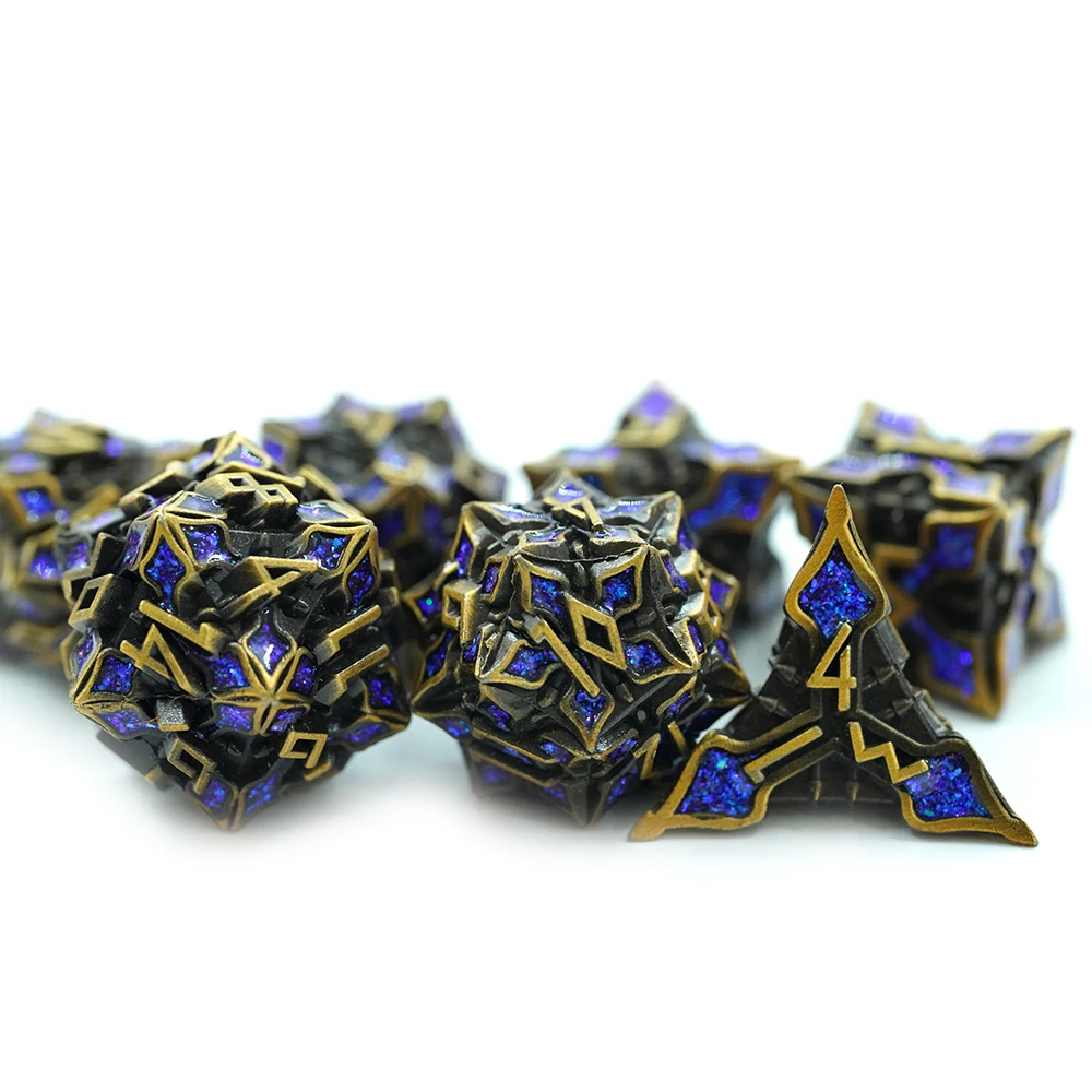 Custom D20 Rpg Game Dungeons & Dragons Sharp Edge Scale Dice Accessories Promotion Polyhedral Metal Dice Set