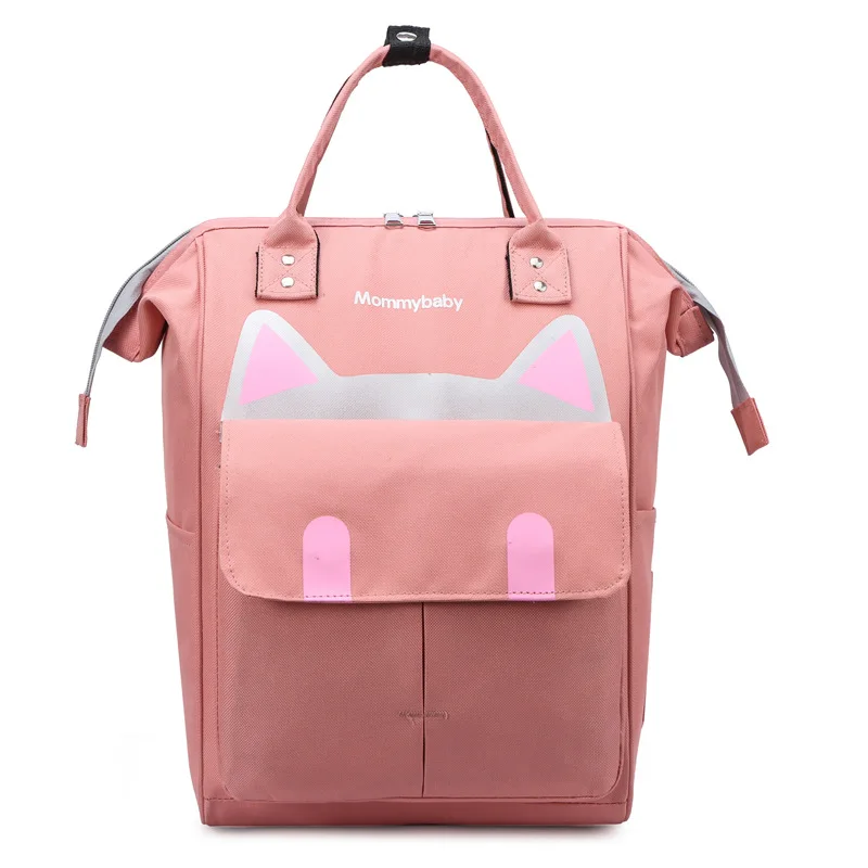 Multifunction Baby Diaper Bags Backpack Large Capacity Breathable Pink Cat Portable Travel Mommy Bags