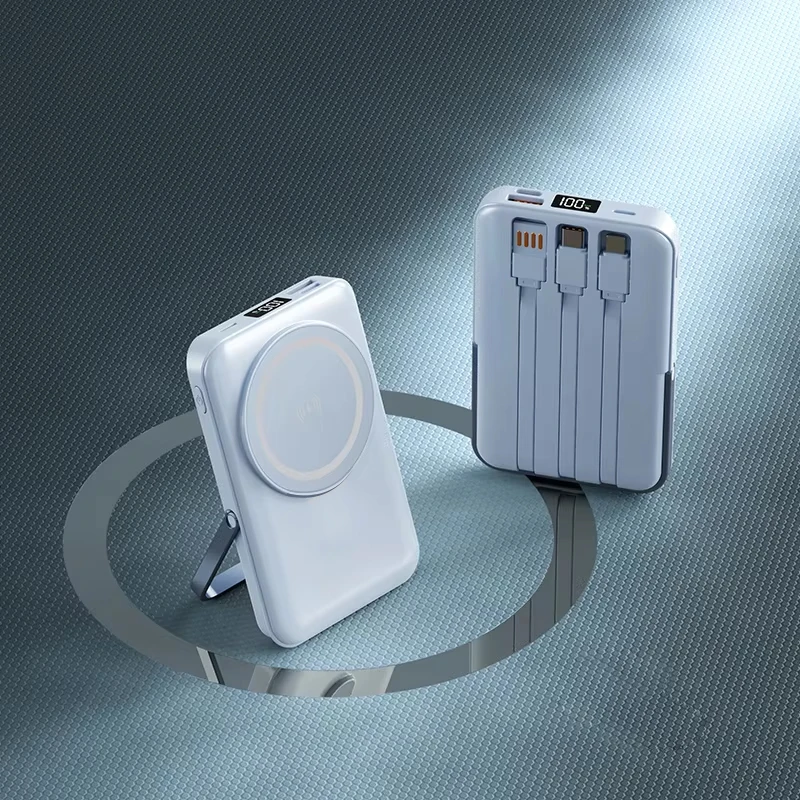 Popular Design 10000 Mah With Multiple Cables Magnetic Suck Power Bank