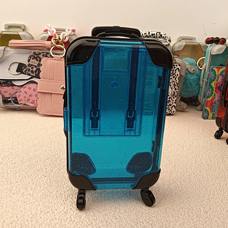 Mini Pvc False Eyelashes Rolling Travel Suitcase Packing Clear Gift