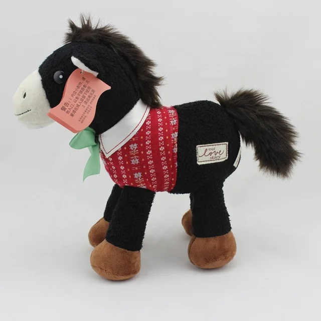 Custom stuffed horse with saddle small donkey plush toy soft farm animal toys Children's Holiday Gift