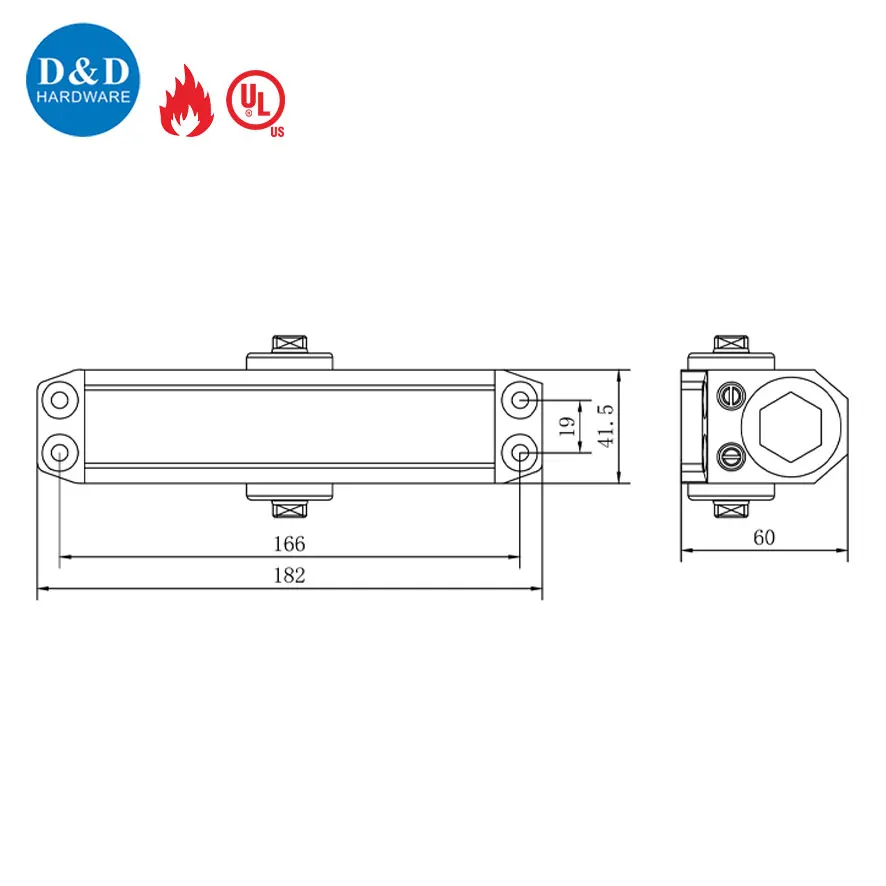 UL Fire Rated Spring Loaded Aluminum Alloy Hydraulic Strong Arm Front Exterior Door Closer