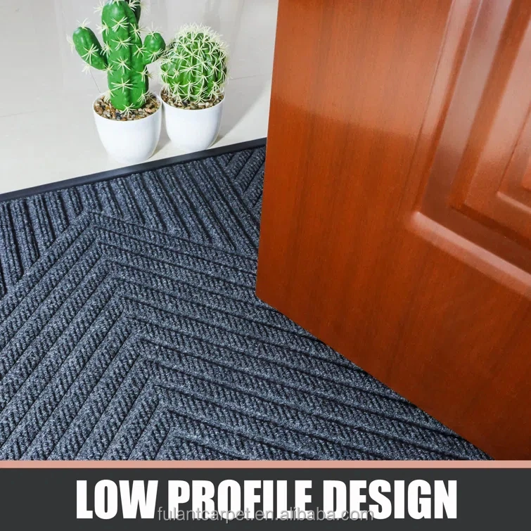 Embossed Pattern Texture Molded Outdoor Door Mats Rubber Polyester Material Commercial Entrance details