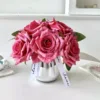 Vintage rose red five-flower silver short-stemmed cup