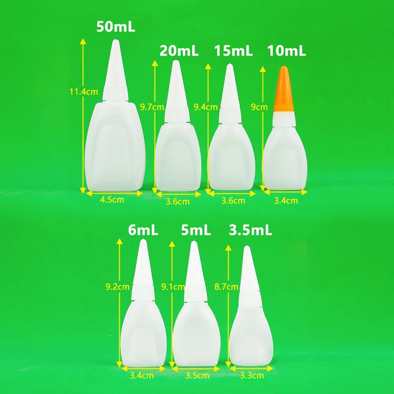 3ml 3.5ml 5ml 6ml 10ml 15ml 20ml 30ml 50ml Plastic Glue Bottle Durable and Convenient Use