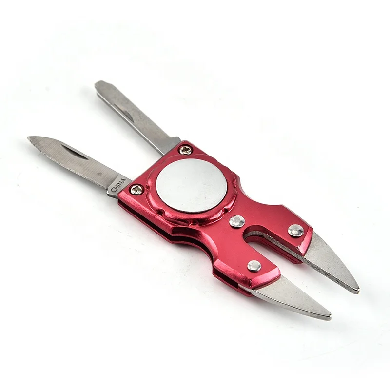 Free Personalized Custom Magnetic Divot Ball Marker Golf Divot Pitch Fork Tool with Free Design Golf Accessories