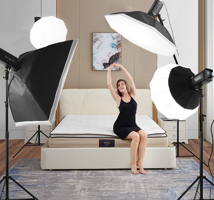 Studio Live Streaming LED Light Kit Octagon Umbrella Soft Box Photographic Video Lighting Light