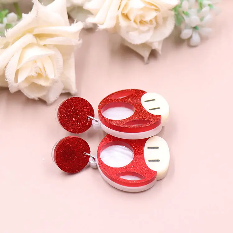 jewelry ERS884ER1917 1pair Top fashion CN Drop Mushroom cute Acrylic earrings Jewelry for women titanium steel details