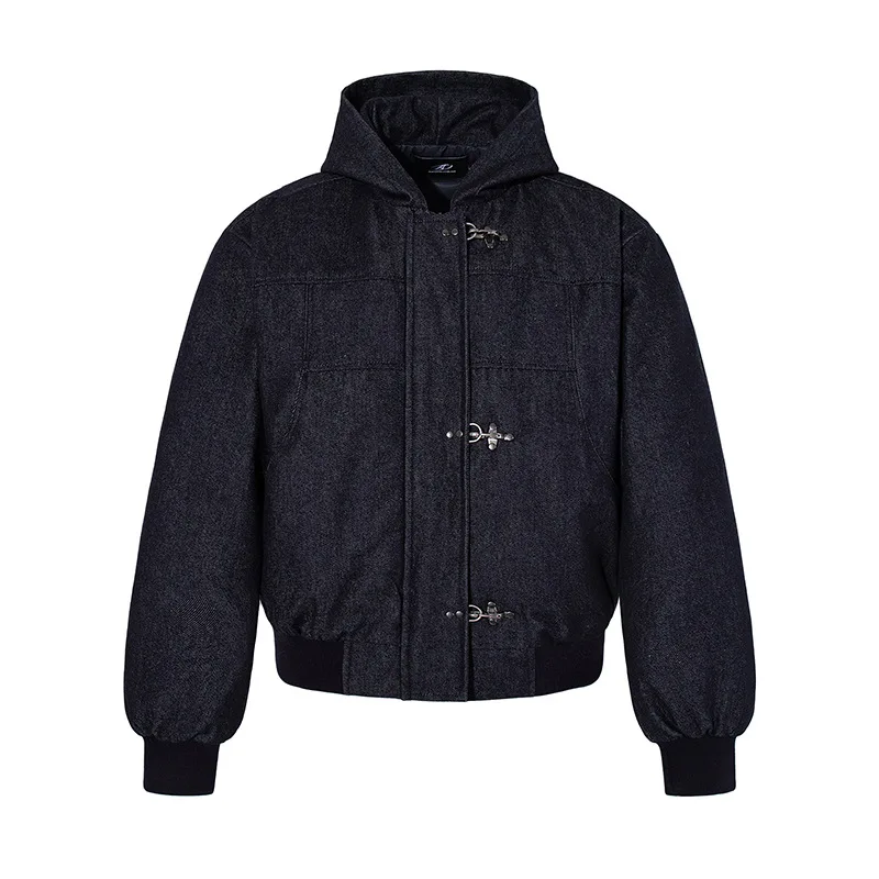 Street Fashion American Retro Bomber Hooded Jacket Men Women Loose Fit Airplane Buckle Design Thickened Made Original