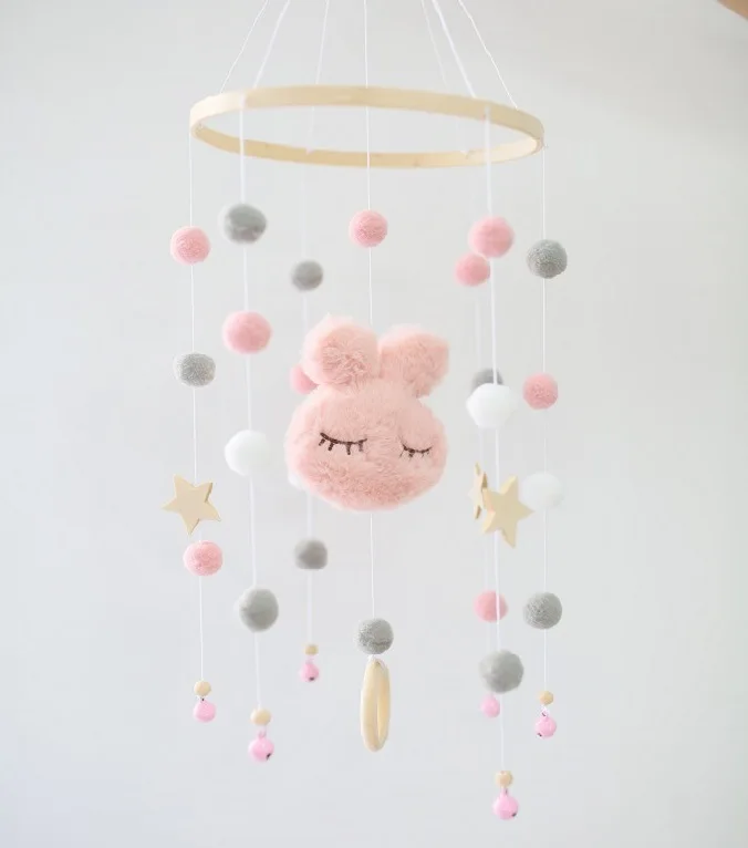 Модный дизайн в скандинавском стиле, украшение для детской комнаты, постельное белье в виде кролика, мобили с подвесками для кроватки