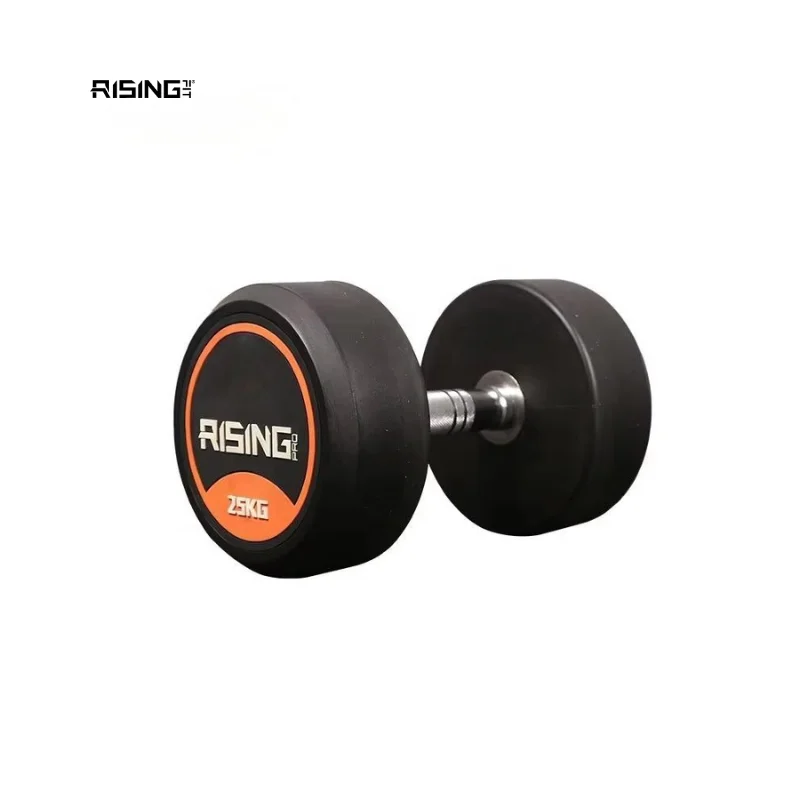 Rising Fitness Strength Training Free Weights Home Use Steel Core Black Unisex Rubber Bumper Dumbbells Set