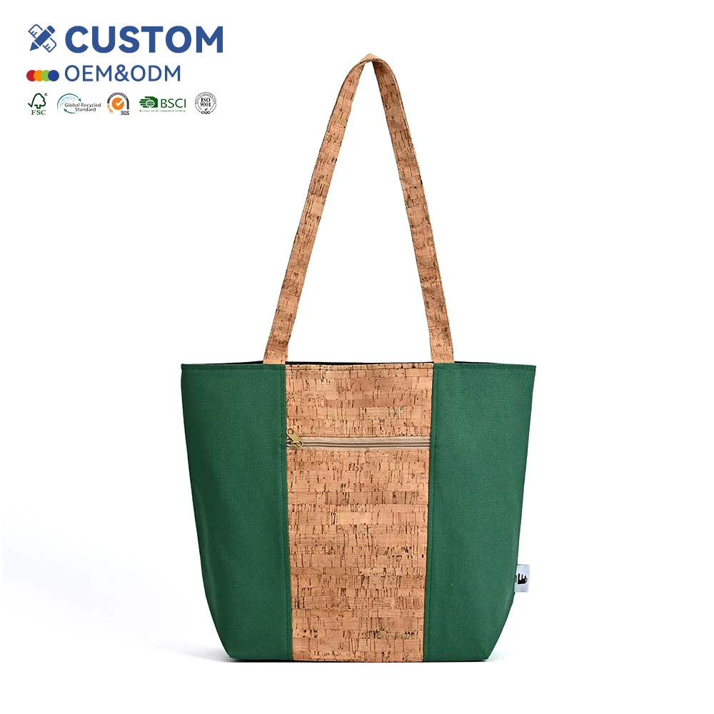 Customize Wholesale Natural Sets Cork Wood Bag Large Capacity Customized Cork Tote Bag Eco Friendly Recycled Cork Tote Handbag
