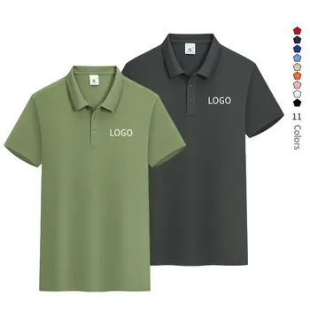 2025 Unisex 100% Polyester Golf Polo Shirt Elastic Breathable Classic Fit Embroidered Solid Color Wholesale
