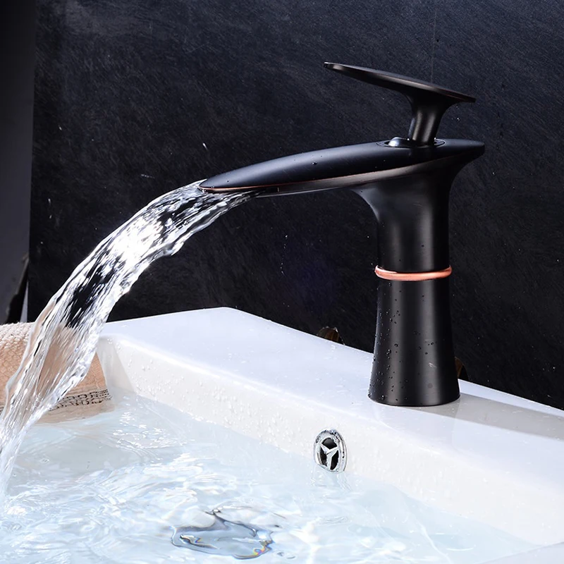 Wholesale Modern Bathroom Brass Water Mixer Tap White Waterfall Basin Faucet