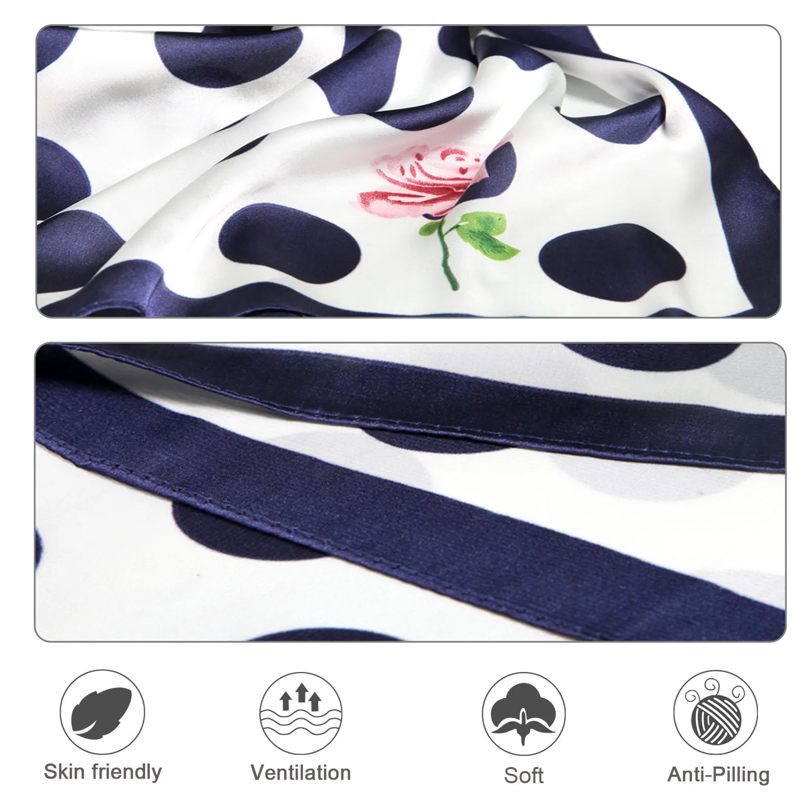 Luxury Fashion Silk Feeling Head Scarf Square Satin Neck Scarf Silk ...