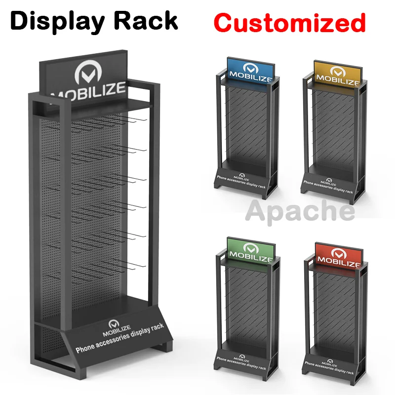 Bevis Modern Customizable Display Unit Powder Coated Metal Earphone Stand with Floor to Floor Design for Supermarket