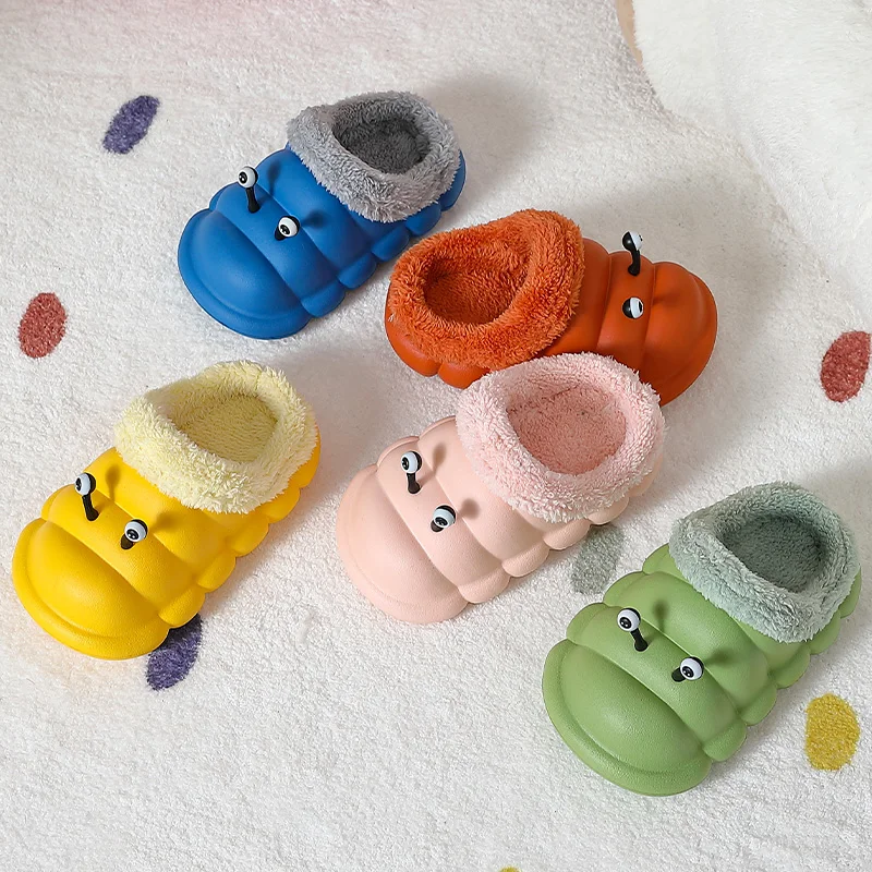 Детские тапочки, зимние фланелевые плюшевые домашние тапочки для маленьких девочек и мальчиков, водонепроницаемые мягкие теплые Нескользящие Детские Тапочки