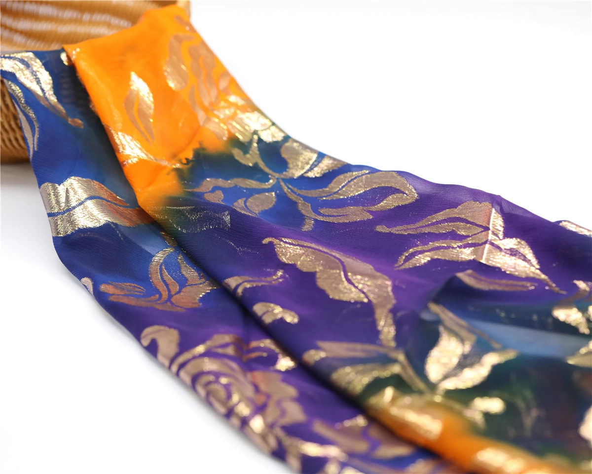 Fareastex new arrival jacquard silk georgette metallic color somali chiffon classical design dirac somali georgette fabric