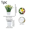 22 cm narciso artificiale + erba primaverile in vaso, bianco/giallo