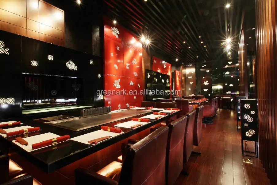 Rectangular Teppanyaki Grill Table with 20mm Thick Heating Plate and 600x400mm Cook Area