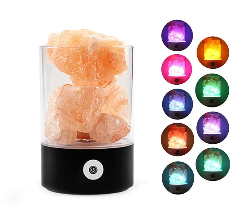 2021 New Arrival Cheap Himalayan Natural Salt Rock USB Night Light Pink Crystal Salt Stone Lamp