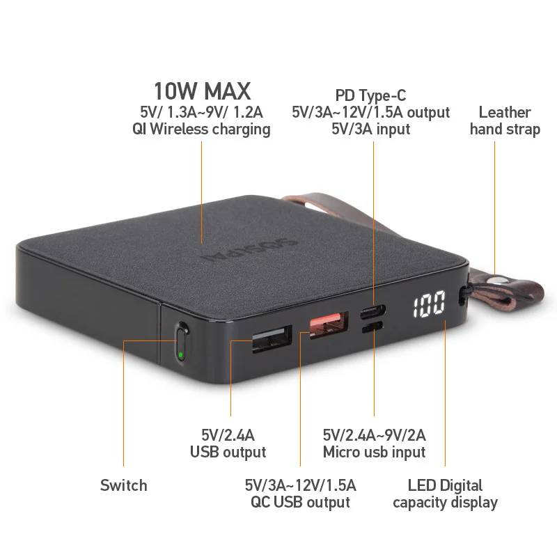 Новые продукты для iphone 10 Вт Беспроводное зарядное устройство портативное зарядное устройство 10000 мАч портативное зарядное устройство с 2 выходами на заказ быстрая Беспроводная зарядка qi портативное зарядное устройство