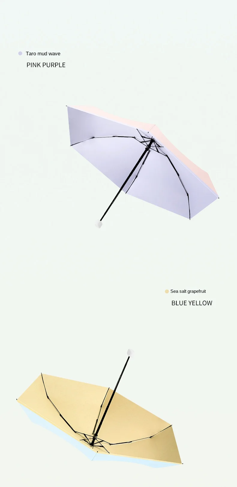 China Factory High Quality 6 Steel Ribs 6 Fold Silver Coated Umbrella Mini Small Size Umbrella