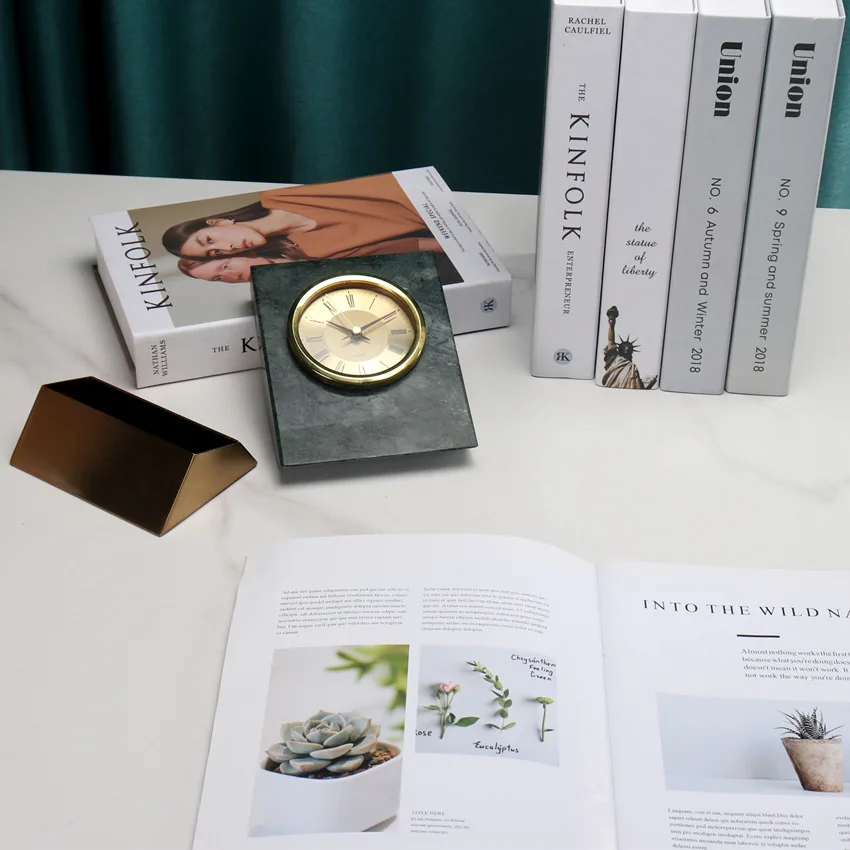 product nordic light luxury minimalist retro simple decorative seat base desk clock craft marble-2