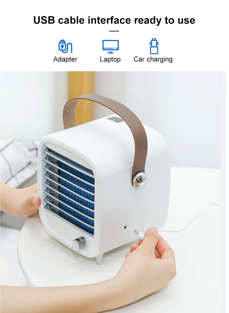 Air Cooler Fan Factory Portable Desktop Cooling Fan Square White  Air Conditioner EU US UK Standard Plug